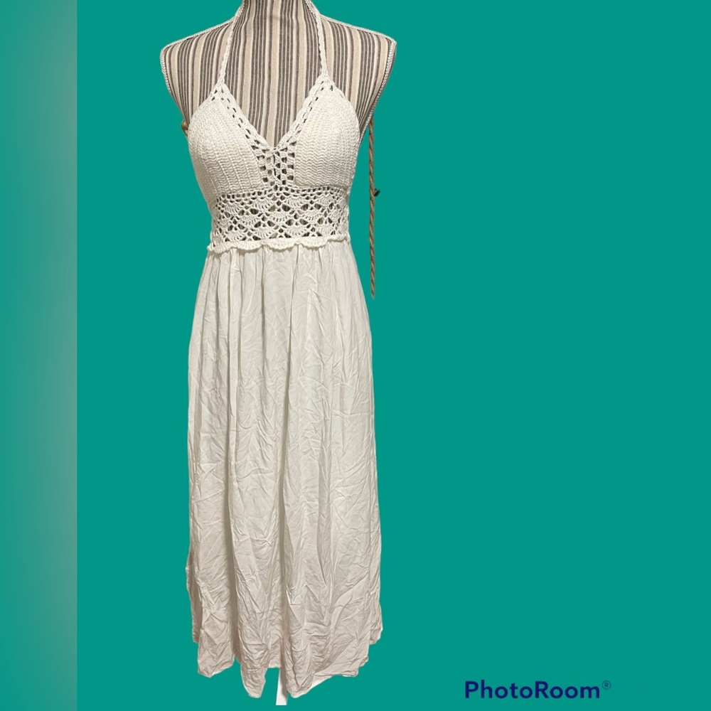 LILBETTER WHITE MAXI CROCHET DRESS SIZE Small women’s coquette vacation core - Picture 4 of 7